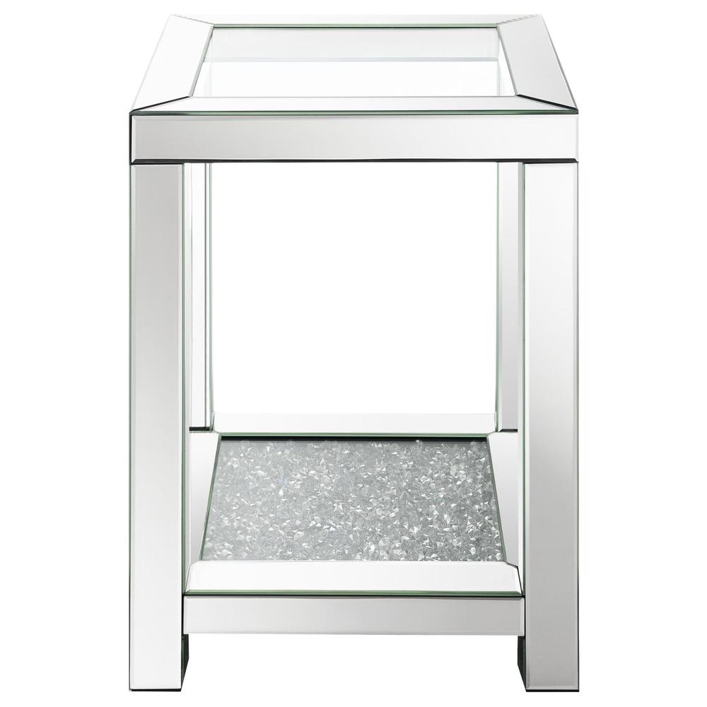 Valentina Square End Table with Glass Top Mirror. Picture 3