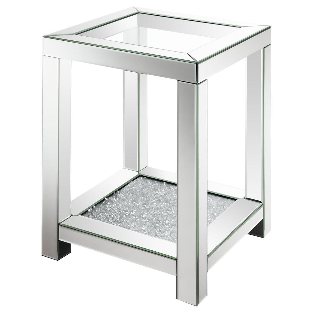 Valentina Square End Table with Glass Top Mirror. Picture 4