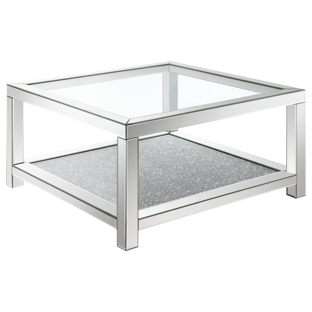 Valentina Rectangular Coffee Table with Glass Top Mirror. Picture 2