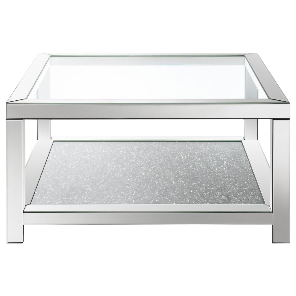 Valentina Rectangular Coffee Table with Glass Top Mirror. Picture 3