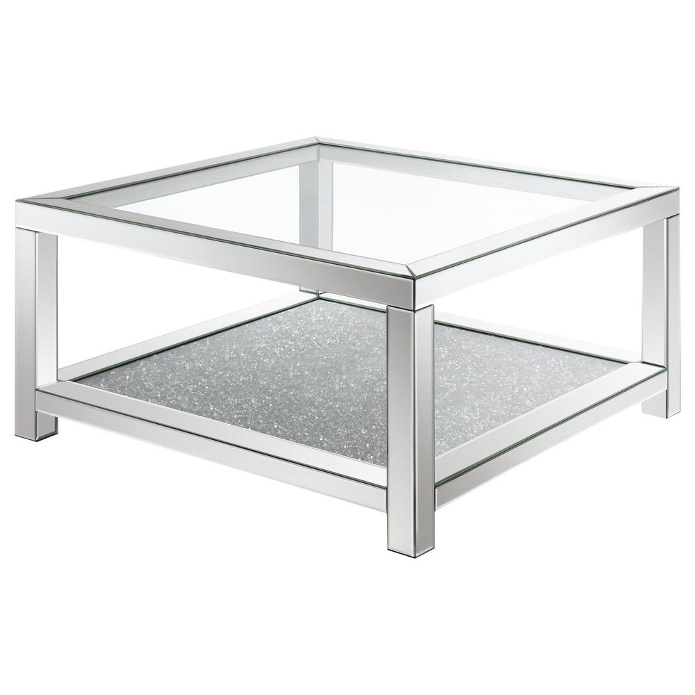 Valentina Rectangular Coffee Table with Glass Top Mirror. Picture 4