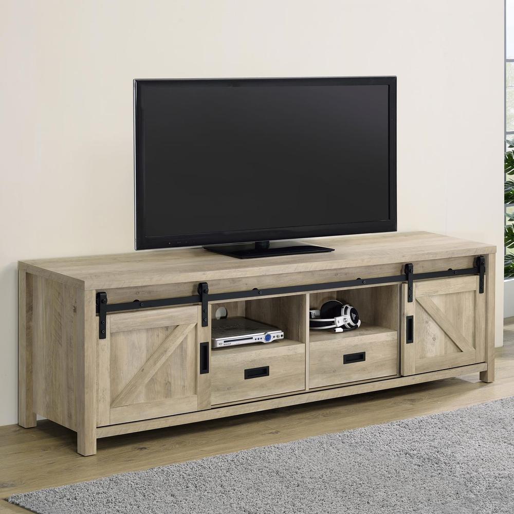 Madra Rectangular TV Console with 2 Sliding Doors. Picture 1