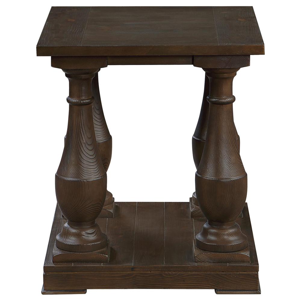 Walden Rectangular End Table with Turned Legs and Floor Shelf Coffee. Picture 3