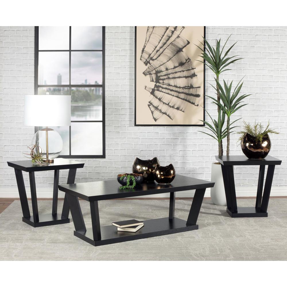 Aminta 3-piece Occasional Set with Open Shelves Black. Picture 1
