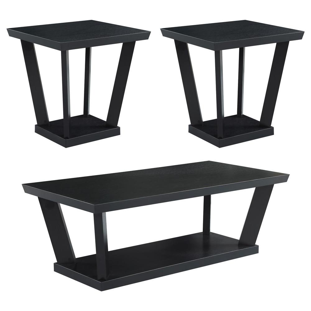 Aminta 3-piece Occasional Set with Open Shelves Black. Picture 2