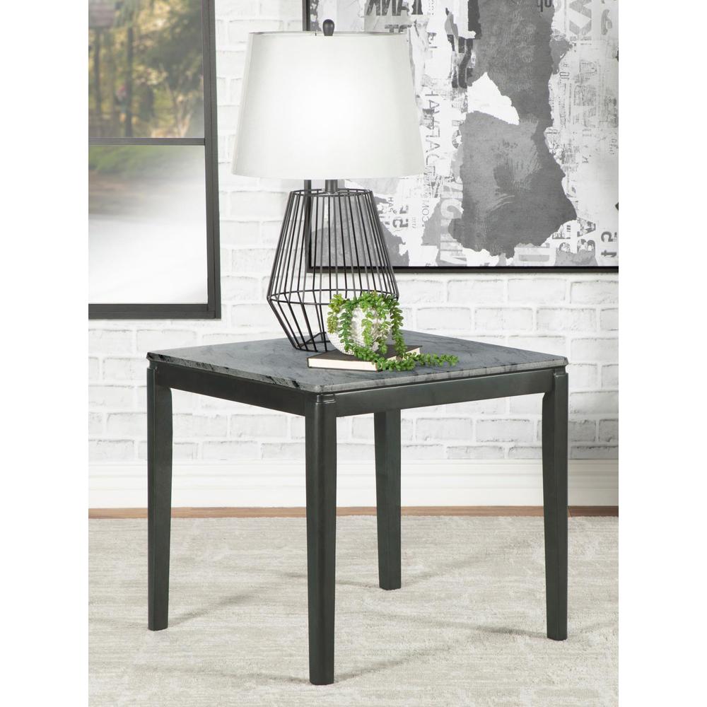 Mozzi Square End Table Faux Grey Marble and Black. Picture 1