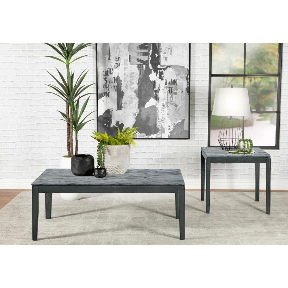 Mozzi Square End Table Faux Grey Marble and Black. Picture 8