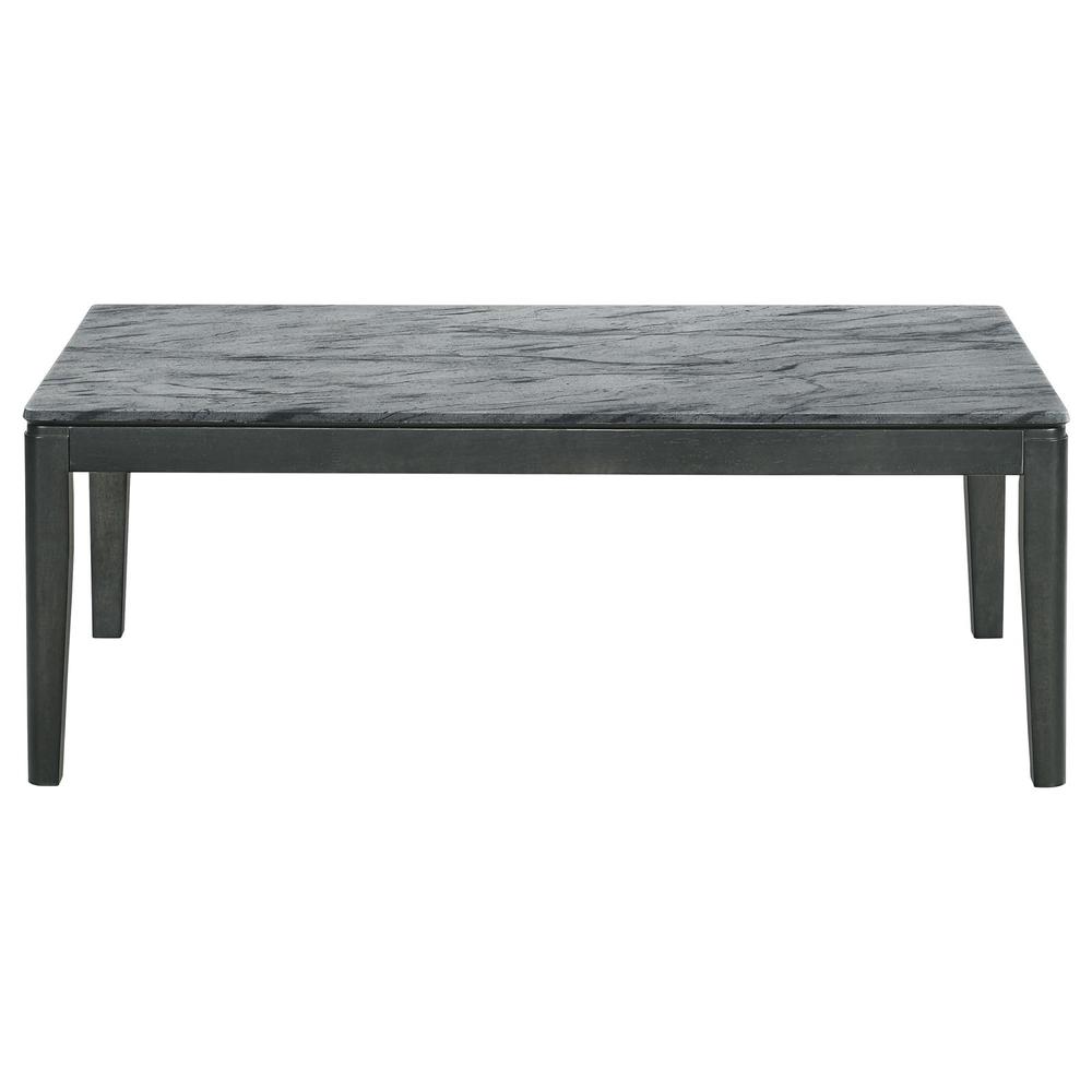 Mozzi Rectangular Coffee Table Faux Grey Marble and Black. Picture 3
