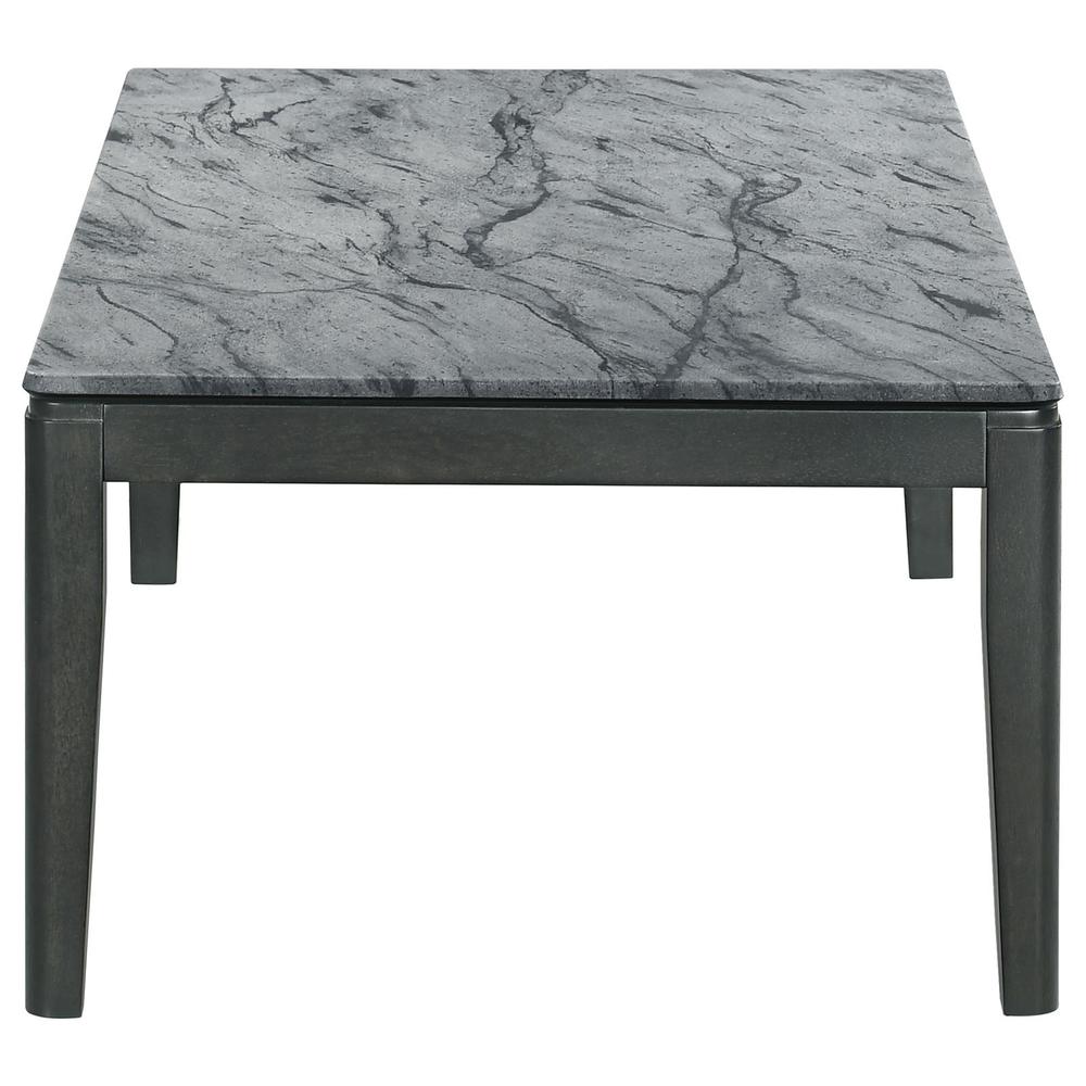 Mozzi Rectangular Coffee Table Faux Grey Marble and Black. Picture 4