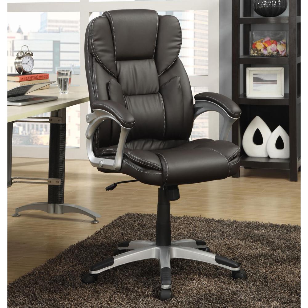 Kaffir Adjustable Height Office Chair Dark Brown and Silver. Picture 1