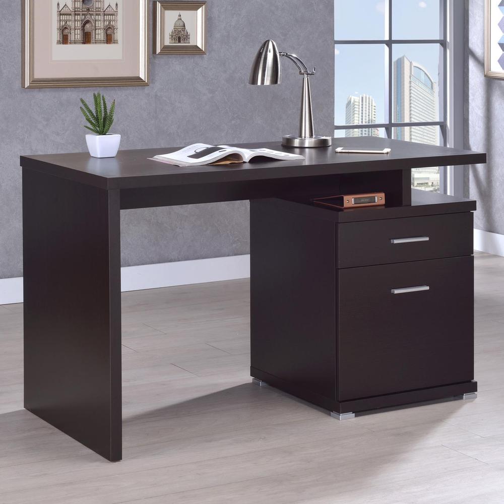 Irving 2-drawer Office Desk with Cabinet Cappuccino. Picture 1