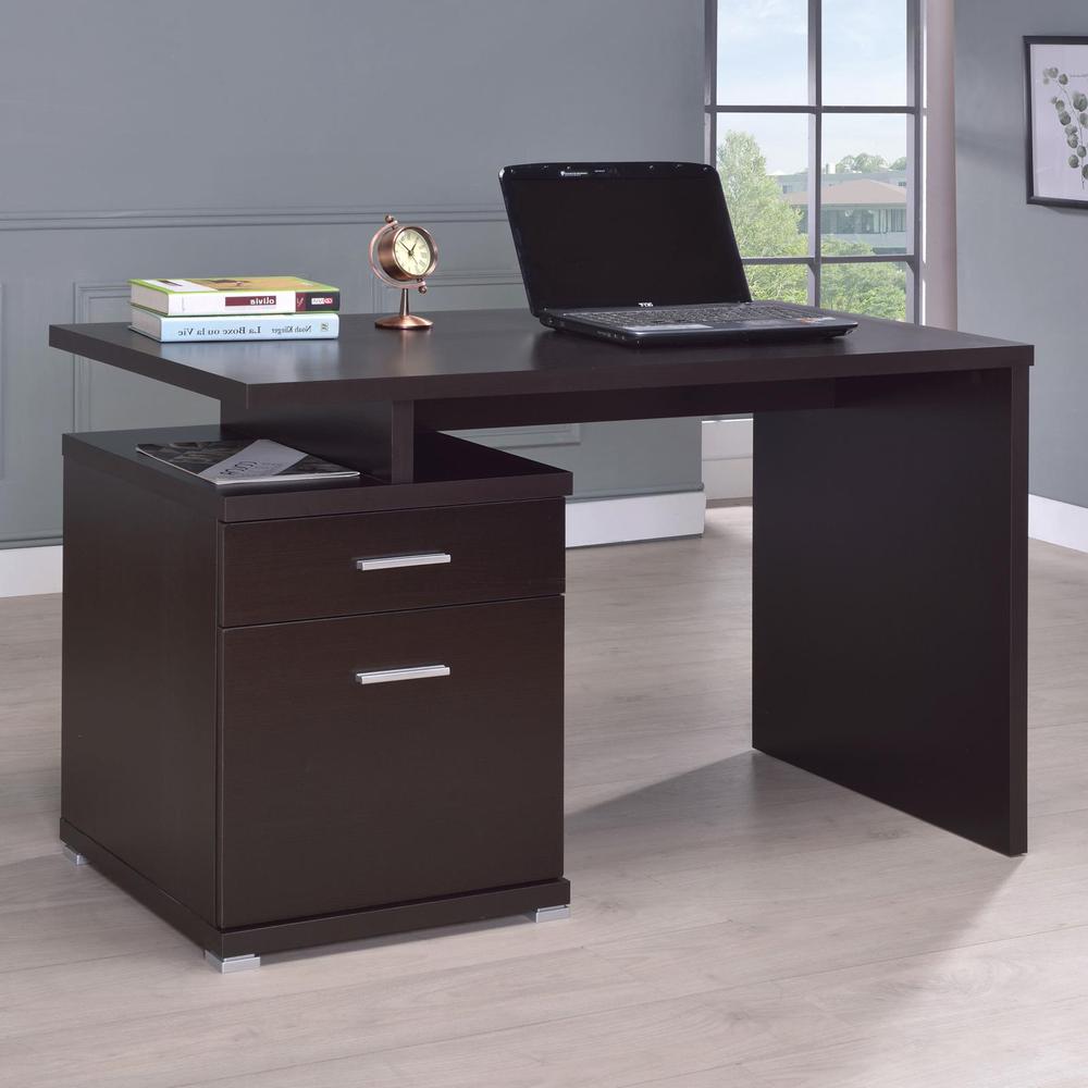 Irving 2-drawer Office Desk with Cabinet Cappuccino. Picture 2