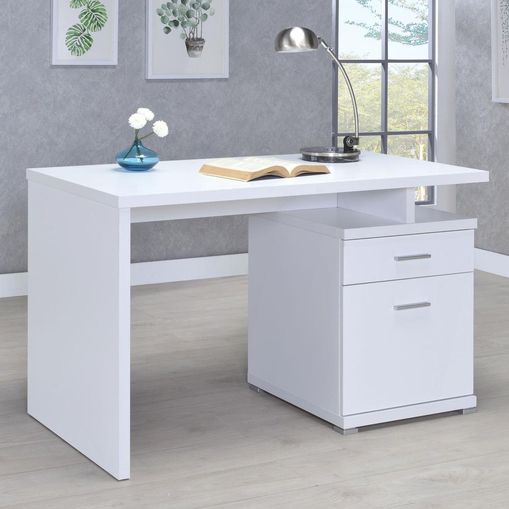 Irving 2-drawer Office Desk with Cabinet White. Picture 2