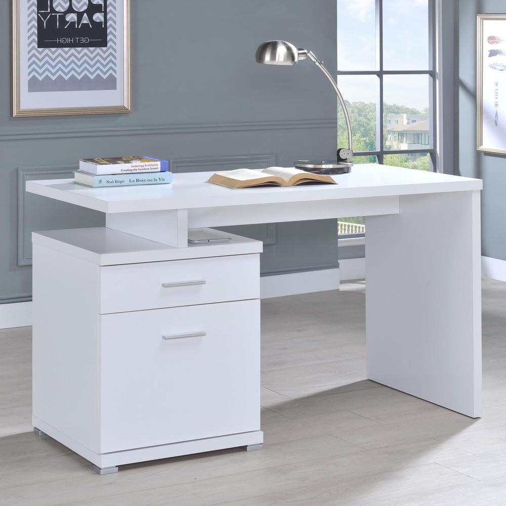 Irving 2-drawer Office Desk with Cabinet White. Picture 3