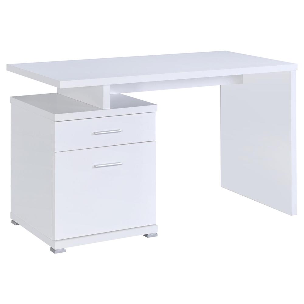 Irving 2-drawer Office Desk with Cabinet White. Picture 1