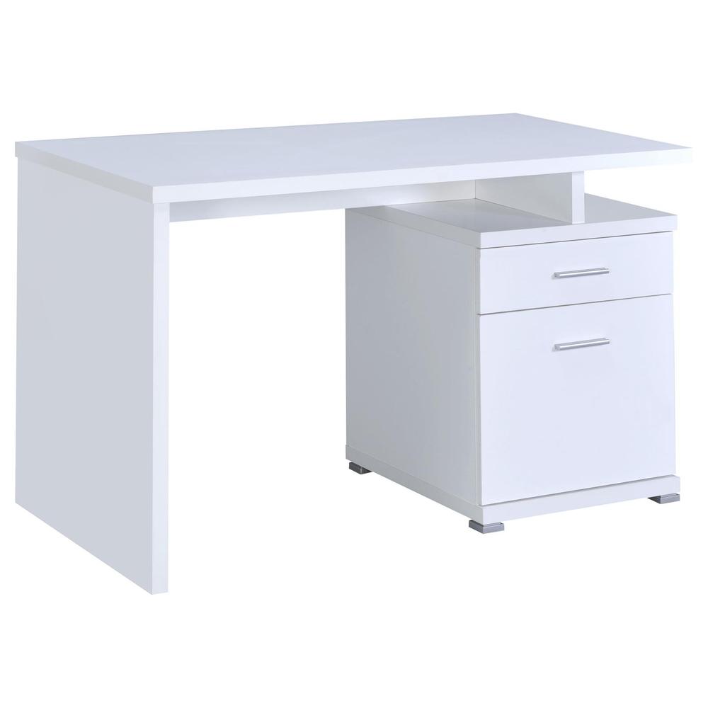 Irving 2-drawer Office Desk with Cabinet White. Picture 4
