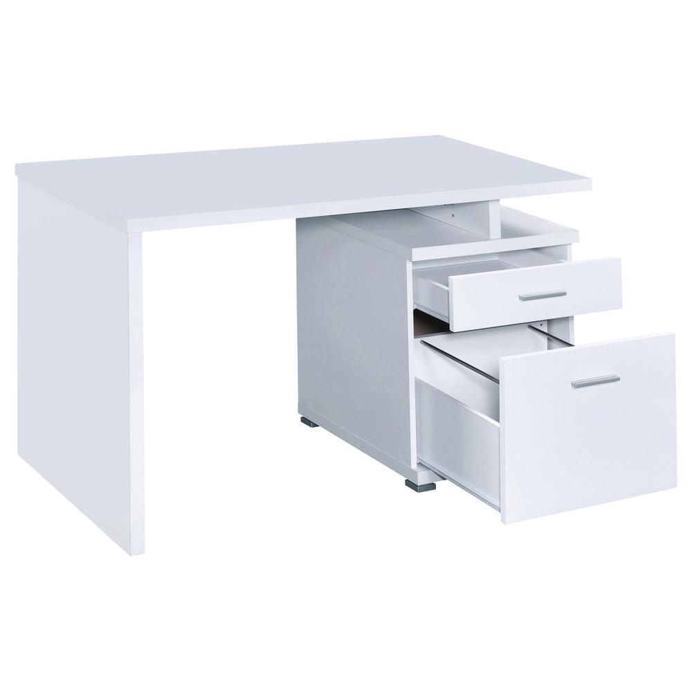 Irving 2-drawer Office Desk with Cabinet White. Picture 5