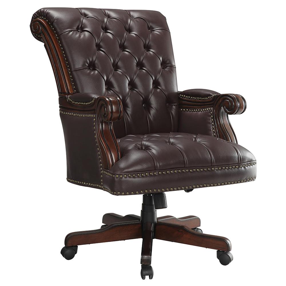 Calloway Tufted Adjustable Height Office Chair Dark Brown. Picture 2