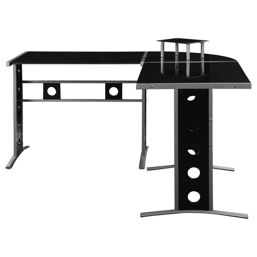 Keizer 3-piece L-shape Office Desk Set Black and Silver. Picture 3