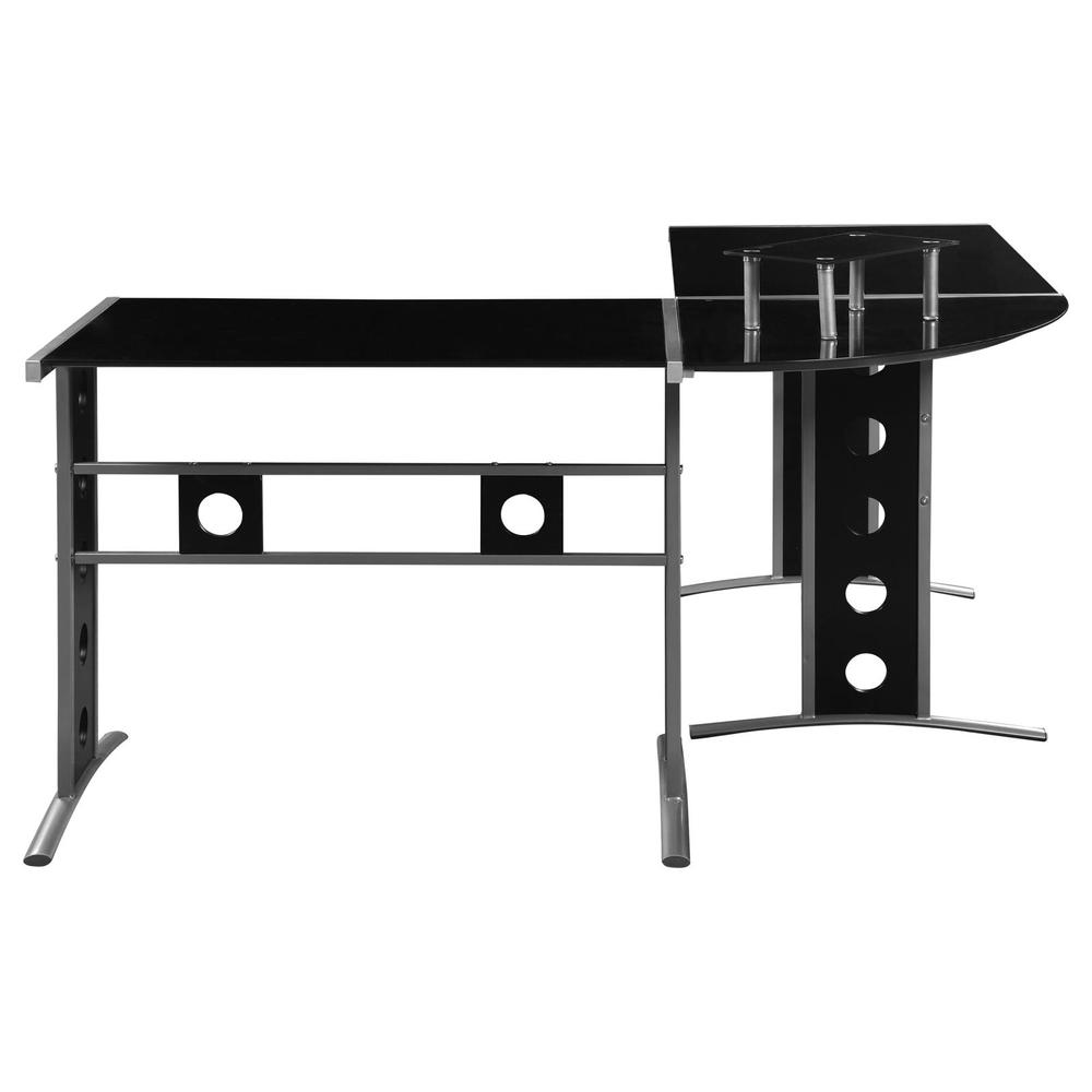 Keizer 3-piece L-shape Office Desk Set Black and Silver. Picture 4