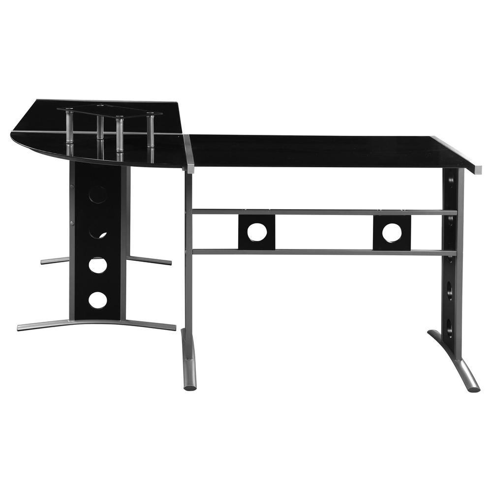 Keizer 3-piece L-shape Office Desk Set Black and Silver. Picture 5