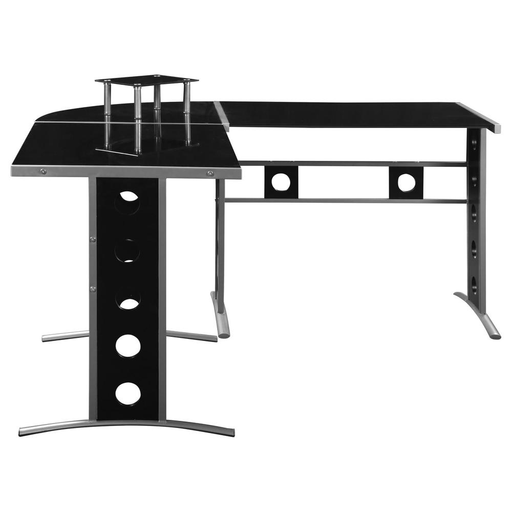 Keizer 3-piece L-shape Office Desk Set Black and Silver. Picture 6