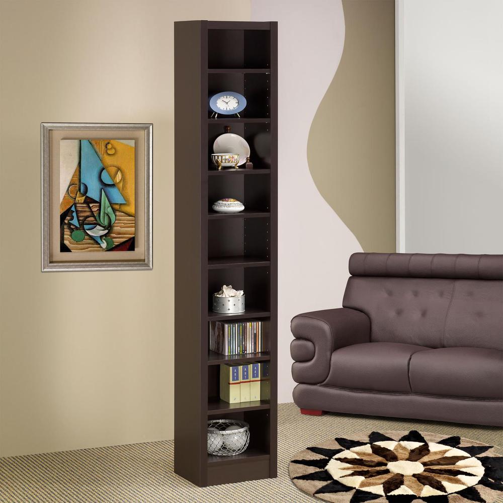 Eliam Rectangular Bookcase with 2 Fixed Shelves Cappuccino. Picture 1