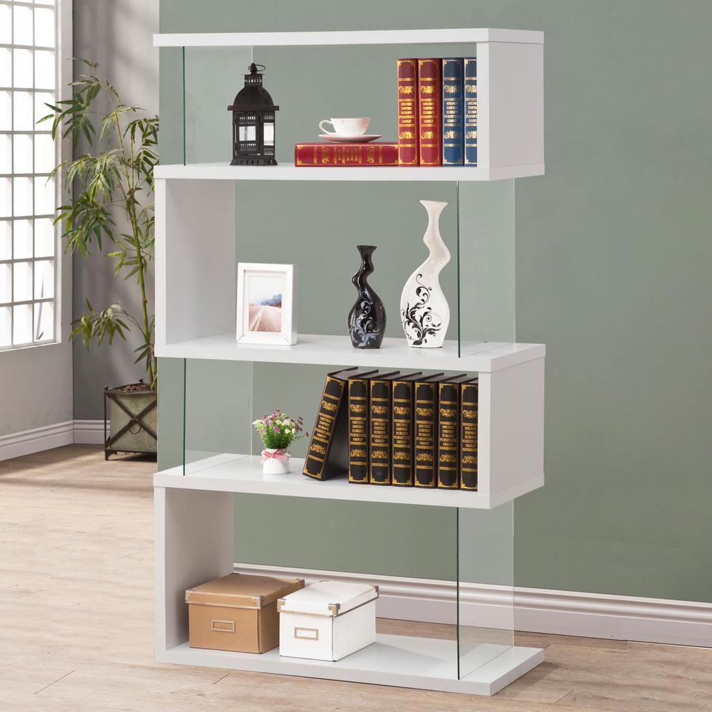 Emelle 4-tier Bookcase White and Clear. Picture 3
