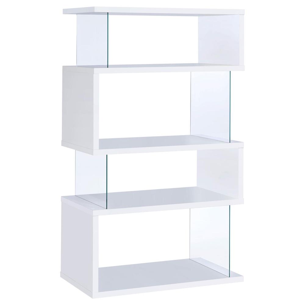 Emelle 4-tier Bookcase White and Clear. Picture 1