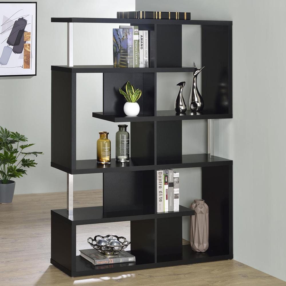 Hoover 5-tier Bookcase Black and Chrome. Picture 1