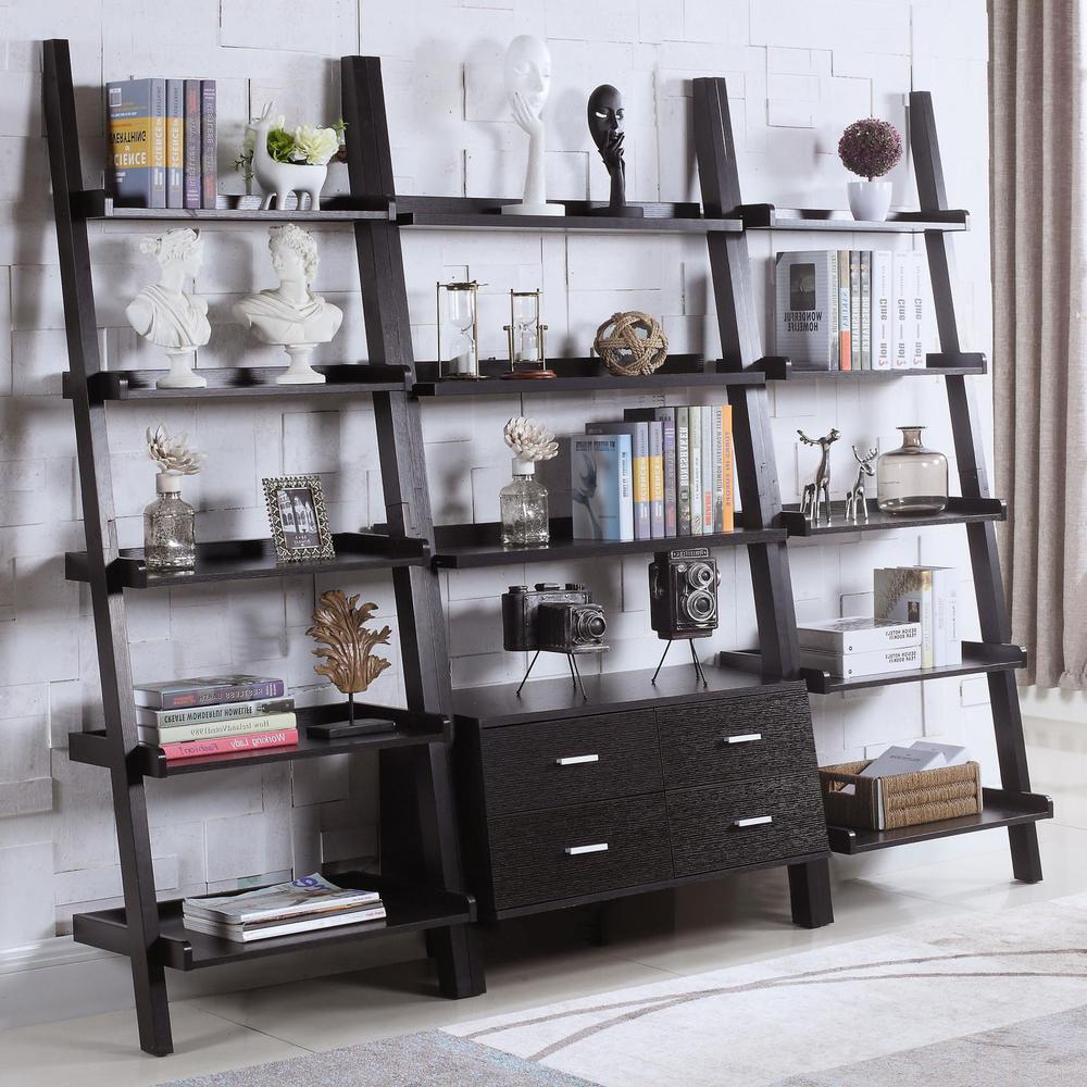 Colella 3-piece Storage Ladder Bookcase Set Cappuccino. Picture 1