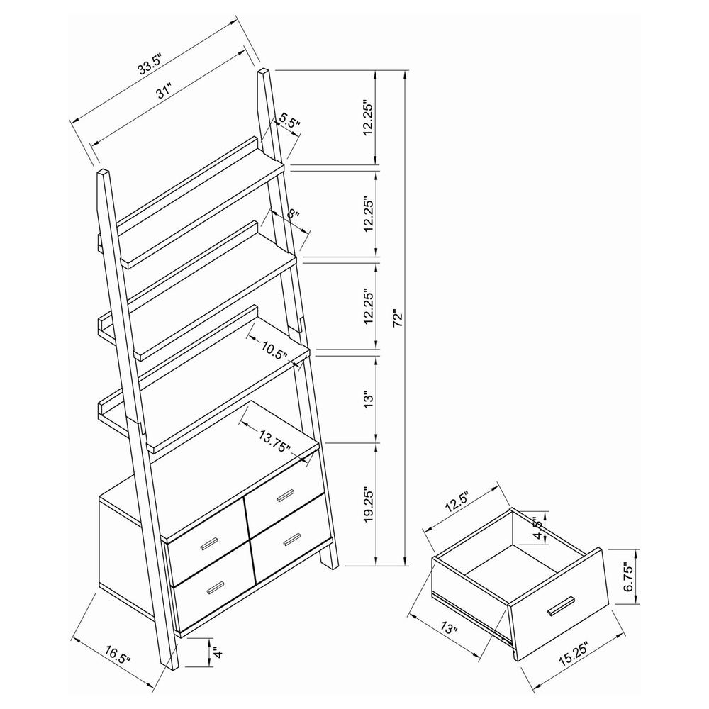 Colella 3-piece Storage Ladder Bookcase Set Cappuccino. Picture 6