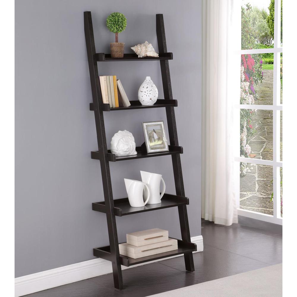 Colella 5-shelf Ladder Bookcase Cappuccino. Picture 1