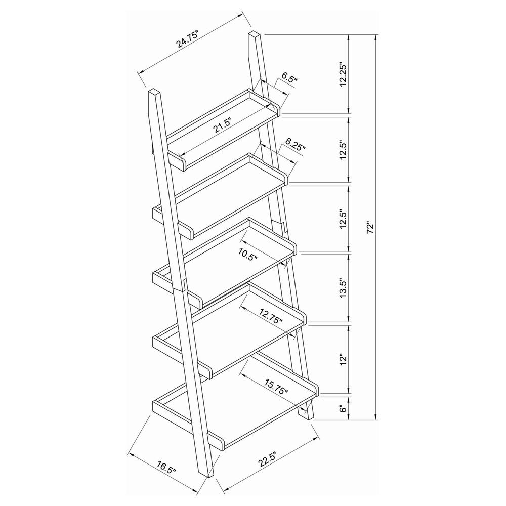 Colella 5-shelf Ladder Bookcase Cappuccino. Picture 4