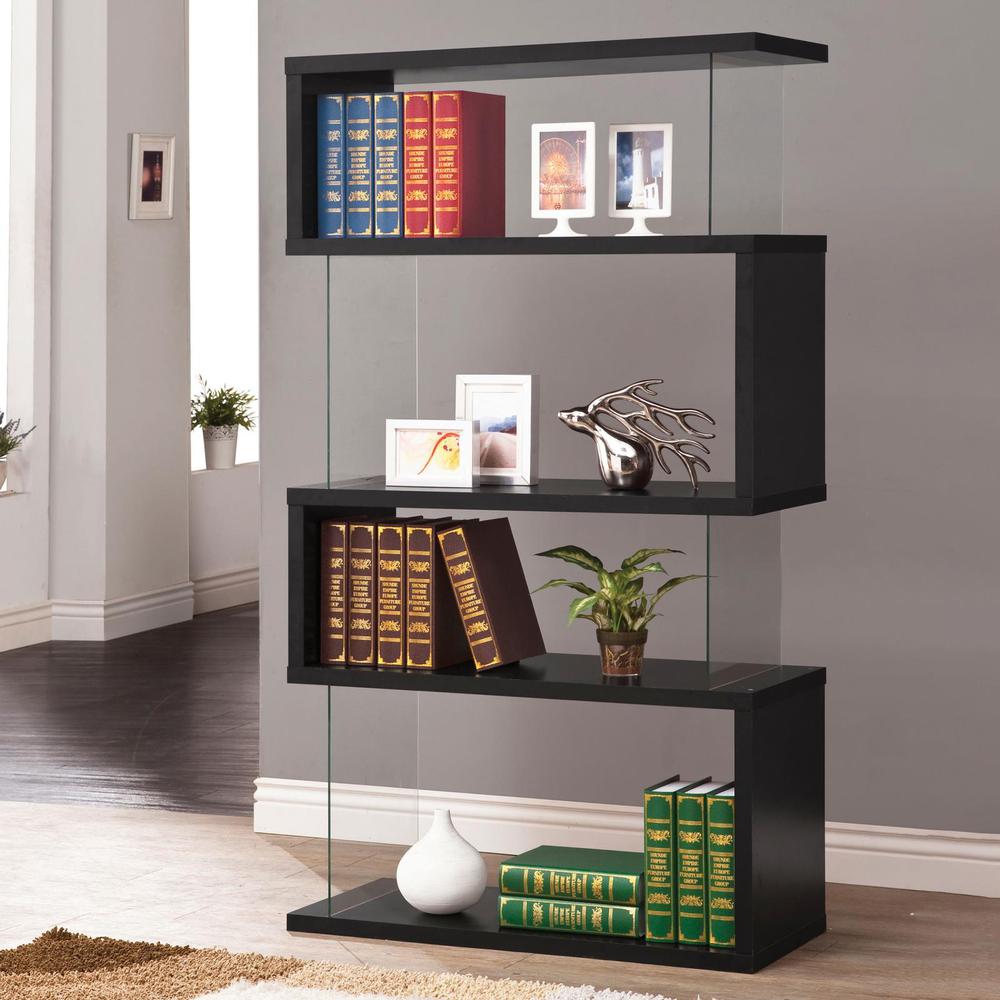 Emelle 4-tier Bookcase Black and Clear. Picture 1