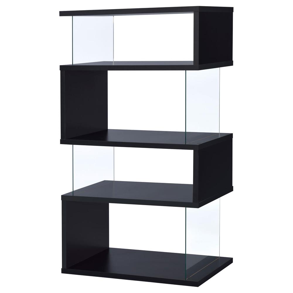 Emelle 4-tier Bookcase Black and Clear. Picture 3