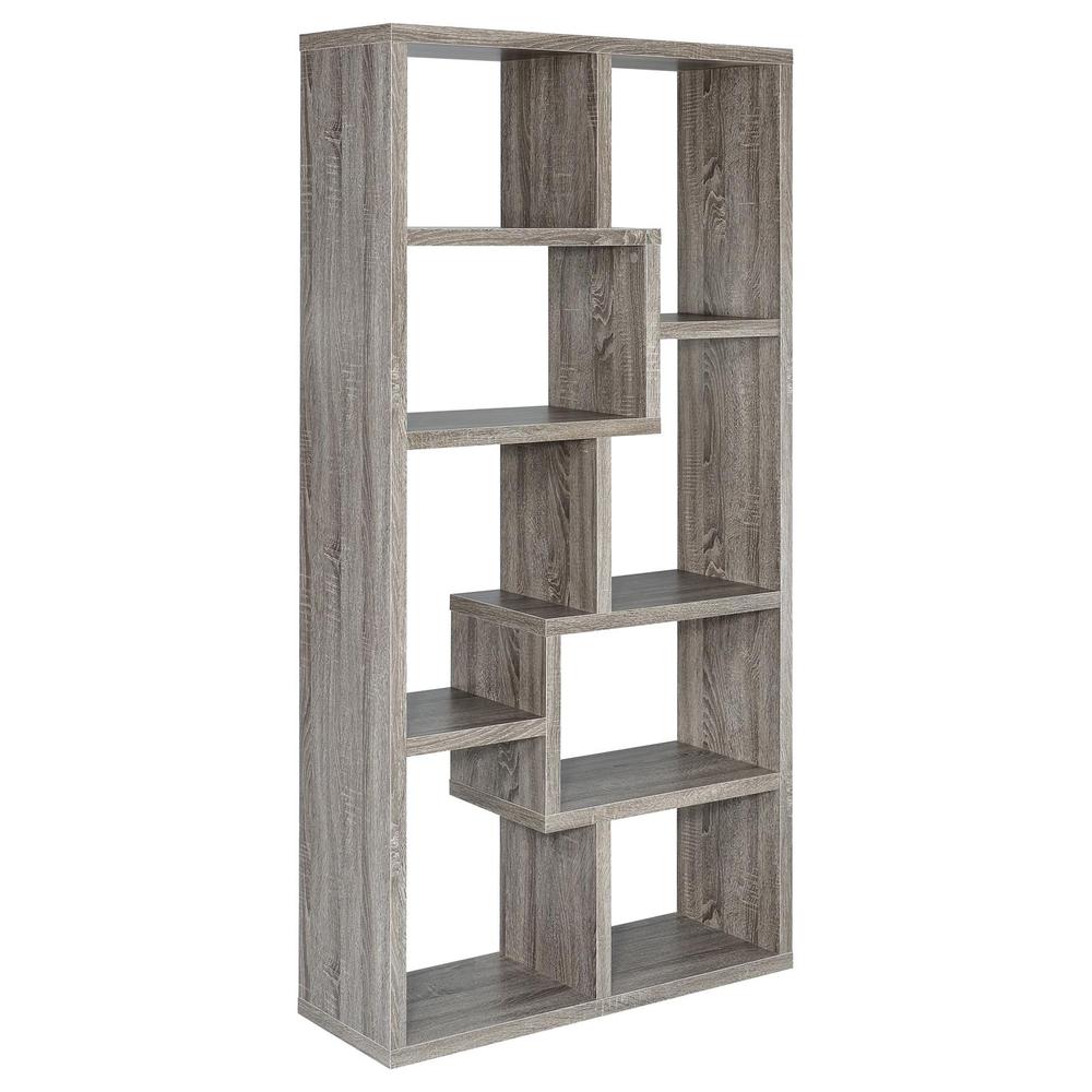 Theo 10-shelf Bookcase Weathered Grey. Picture 2