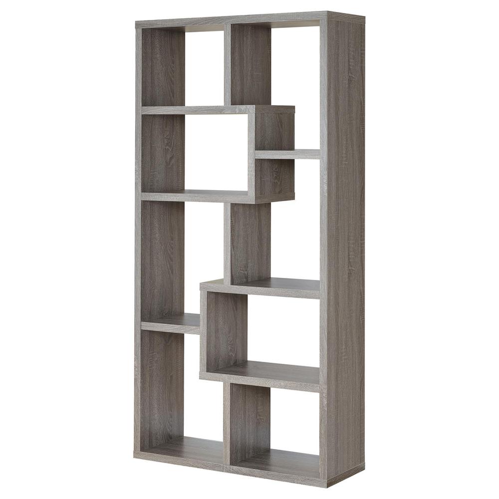 Theo 10-shelf Bookcase Weathered Grey. Picture 4