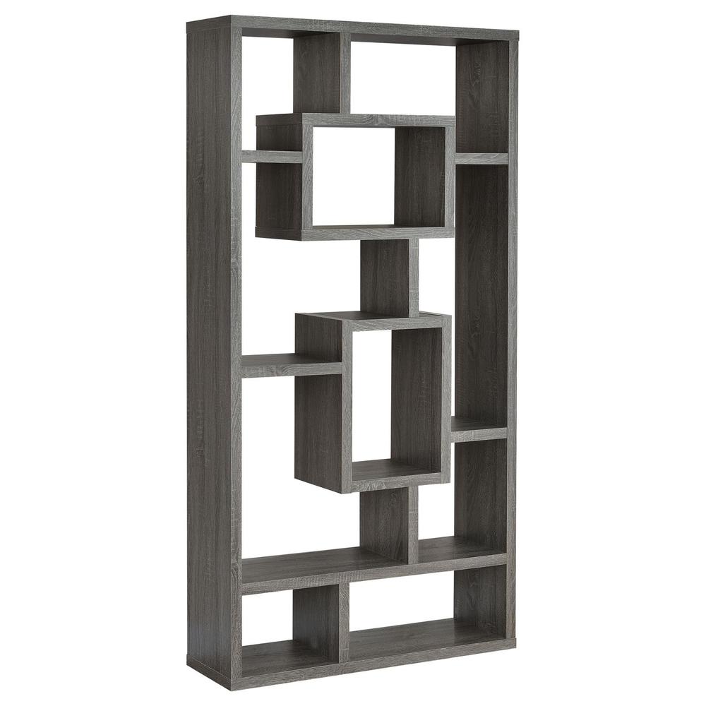 Howie 10-shelf Bookcase Weathered Grey. Picture 6