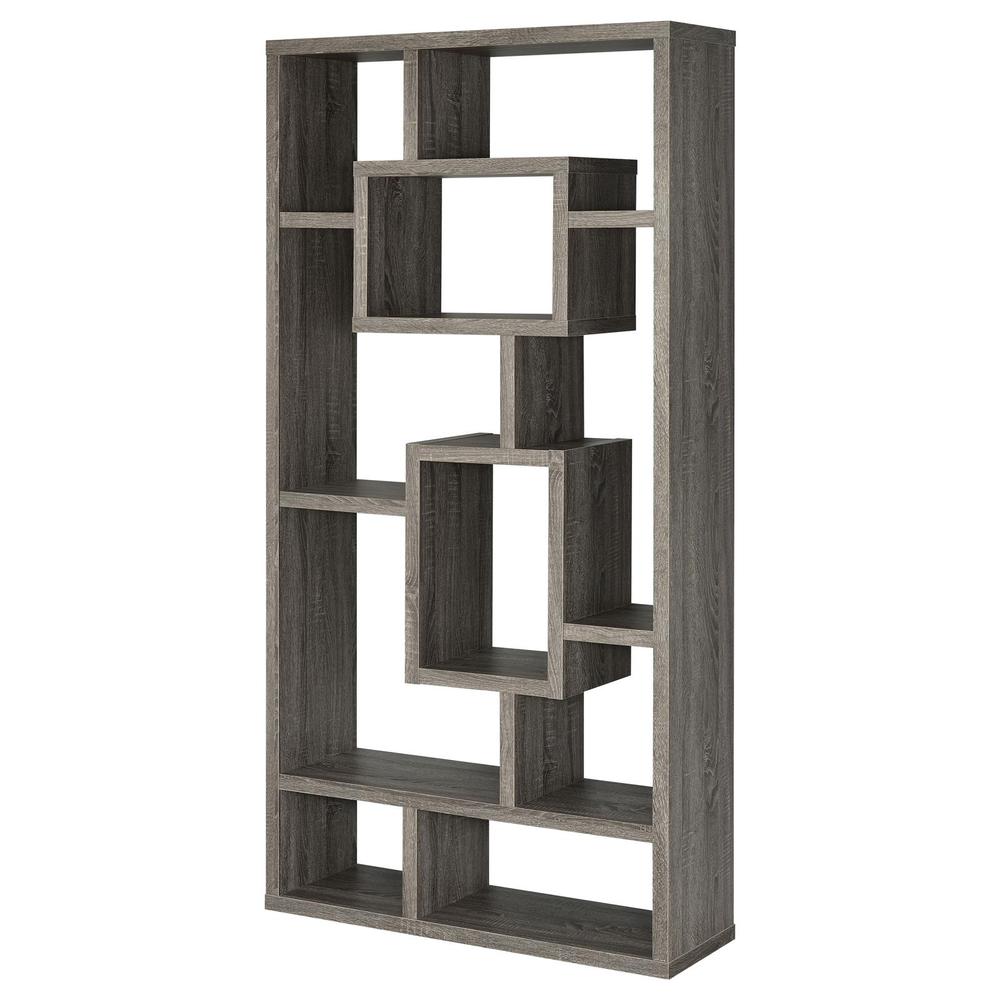 Howie 10-shelf Bookcase Weathered Grey. Picture 8