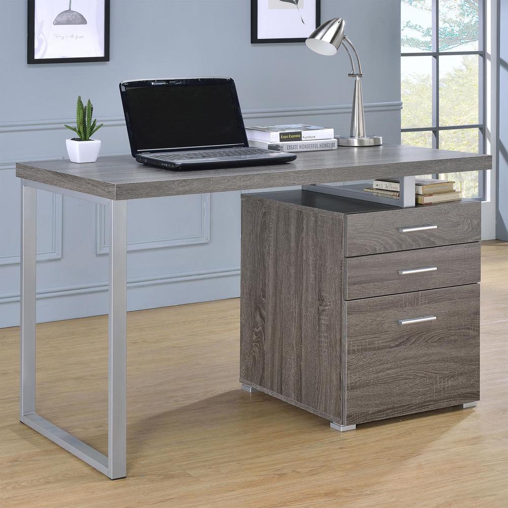 Brennan 3-drawer Office Desk Weathered Grey. Picture 1