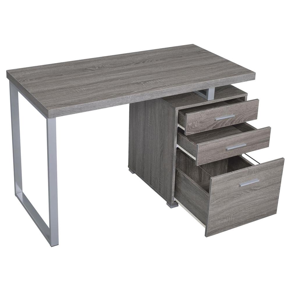 Brennan 3-drawer Office Desk Weathered Grey. Picture 4