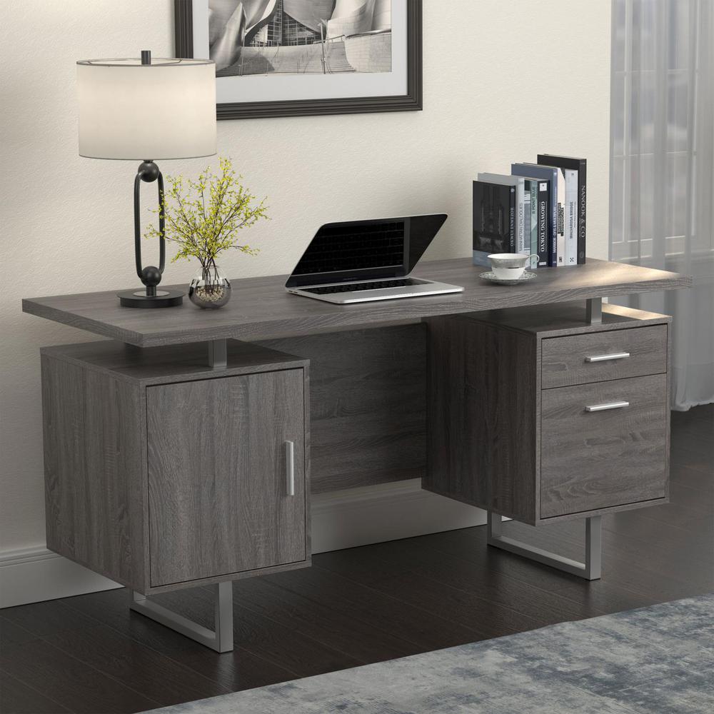 Lawtey Floating Top Office Desk Weathered Grey. Picture 1