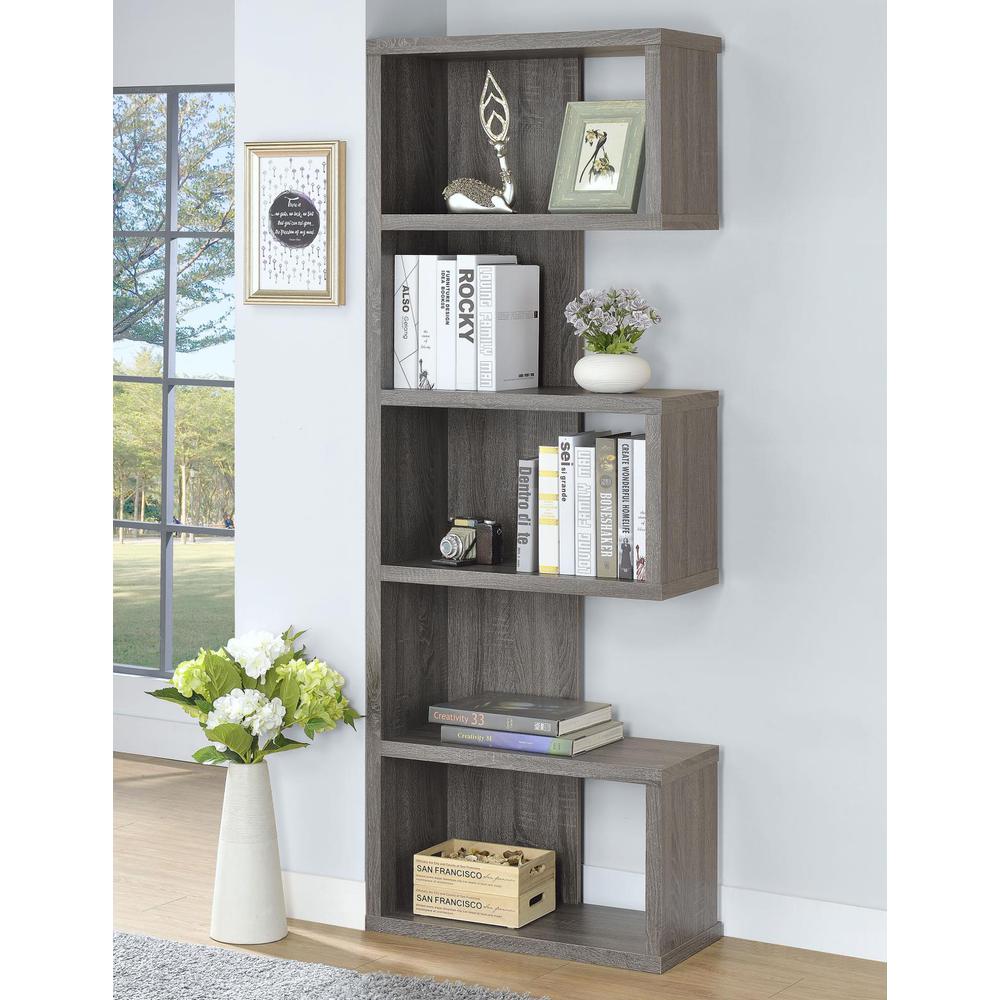 Joey 5-tier Bookcase Weathered Grey. Picture 2