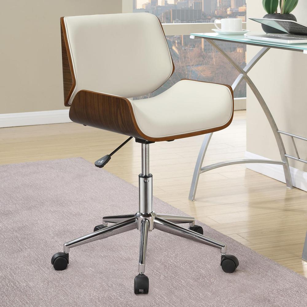 Addington Adjustable Height Office Chair Ecru and Chrome. Picture 1
