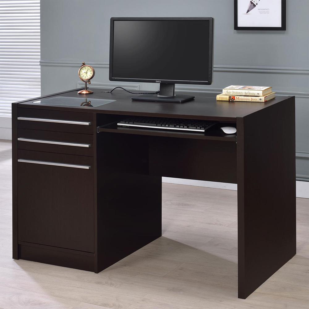 Halston Rectangular Connect-it Office Desk Cappuccino. Picture 2