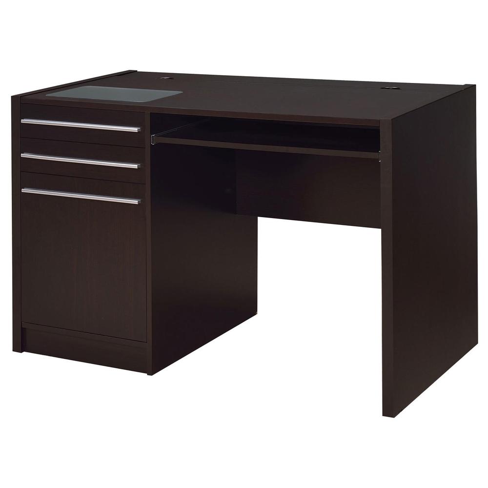Halston Rectangular Connect-it Office Desk Cappuccino. Picture 1