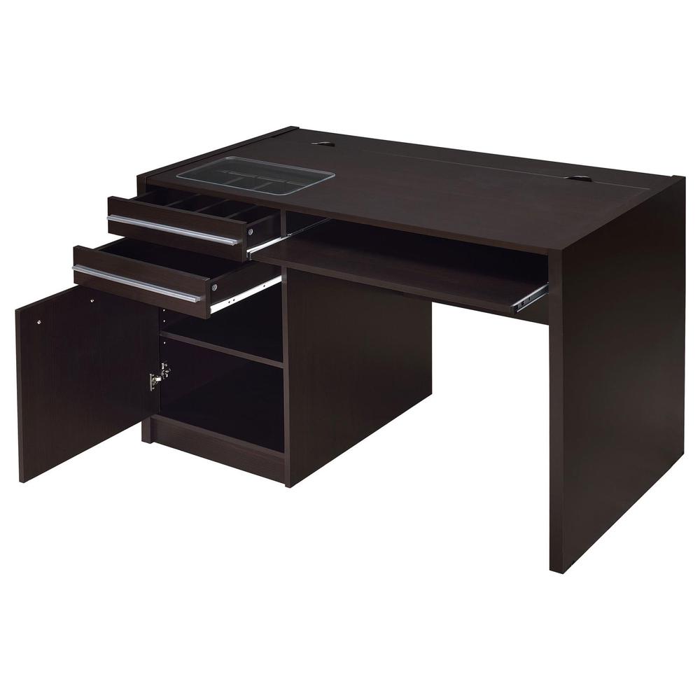 Halston Rectangular Connect-it Office Desk Cappuccino. Picture 3
