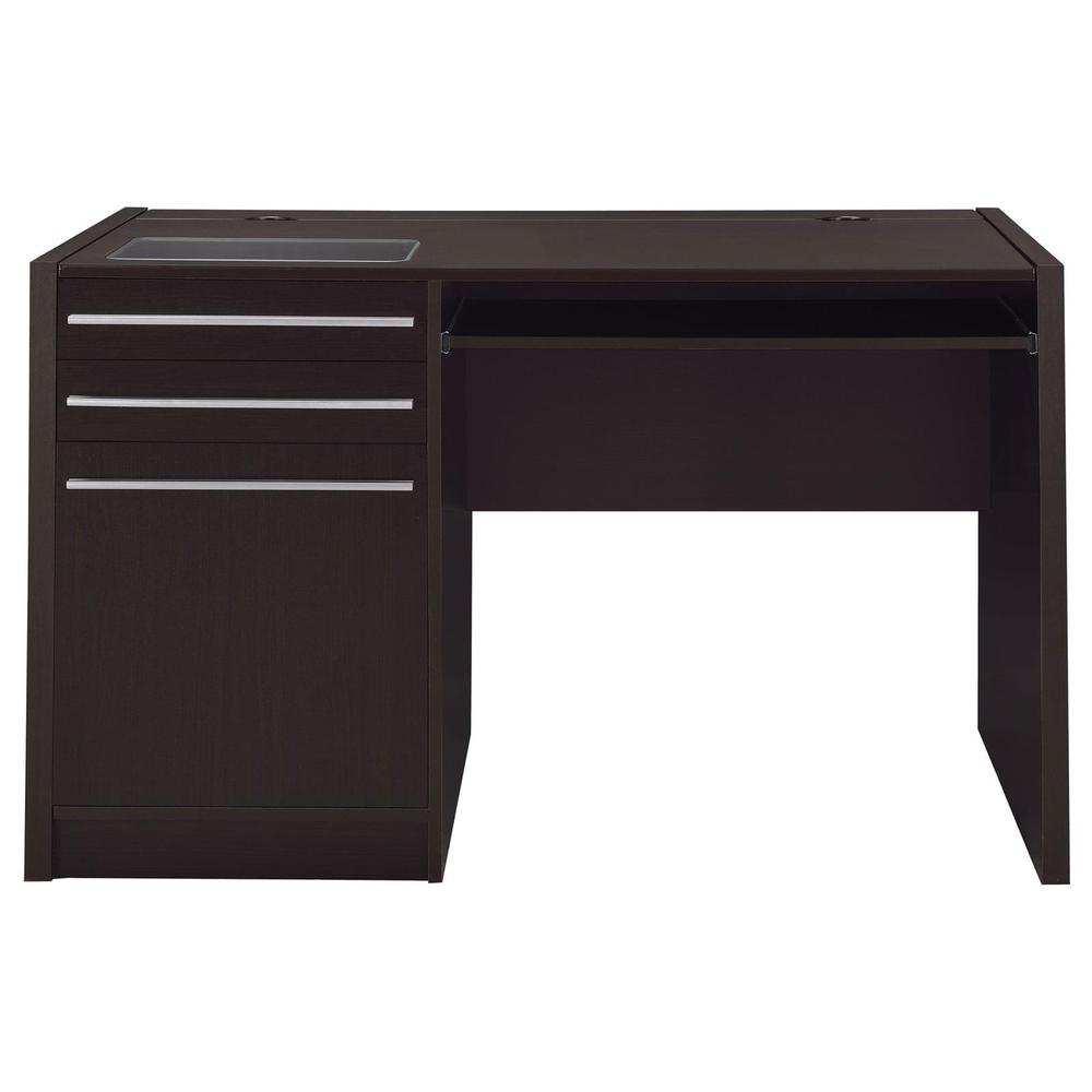 Halston Rectangular Connect-it Office Desk Cappuccino. Picture 4