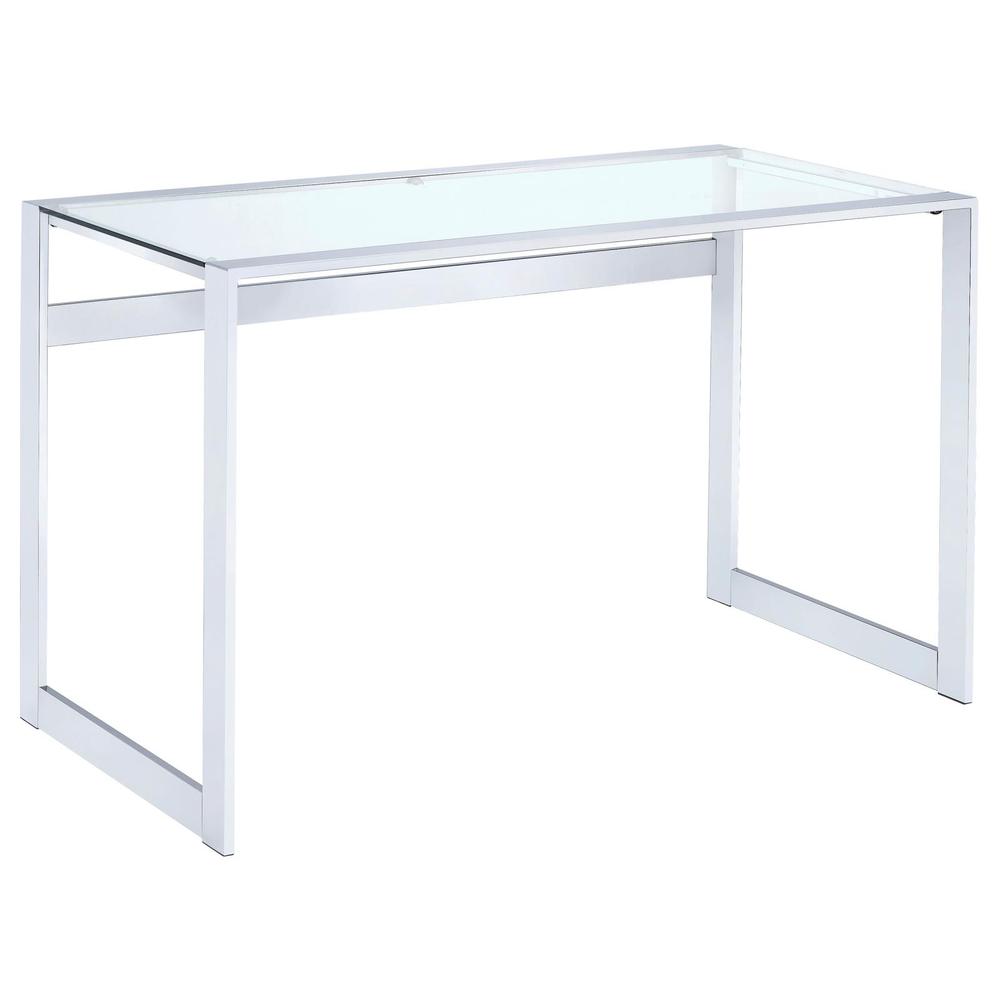 Hartford Glass Top Writing Desk Chrome. Picture 2